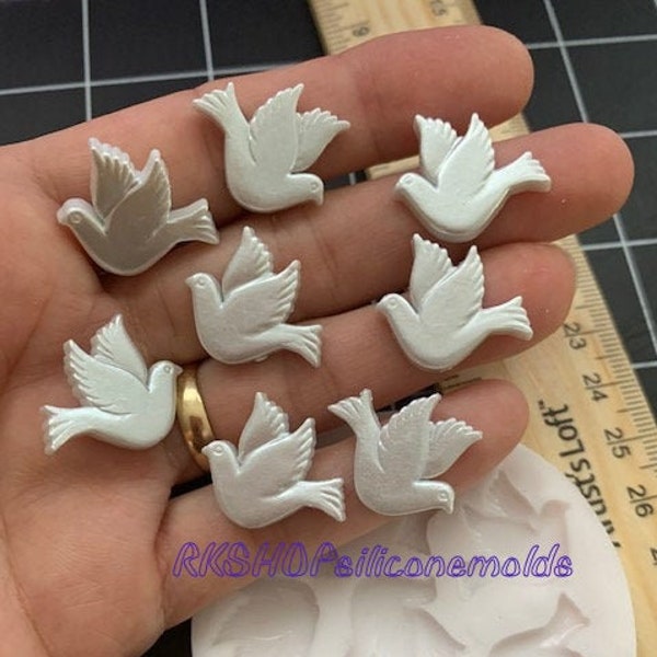 Dove Bird silicone mold size small 8 / 33 Cavities for Fondant-Resin-handcrafts-polymer Clay-Candy-Jewelry-handmade molds-religious mold