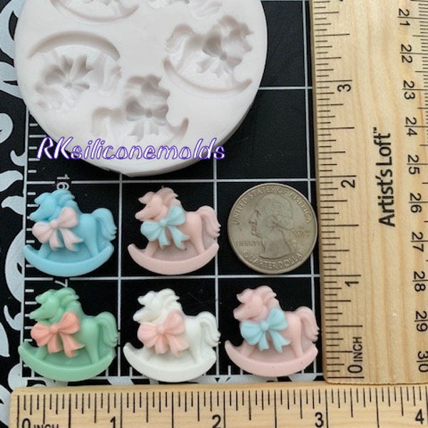 Rocking Horses Silicone Mold very tiny for baby shower-Fondant-Resin-polymer Clay-handcrafts-Jewelry-candy-chocolate-wax-soap-handmade molds