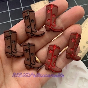 Western Boots-Cowboy Shoes silicone mold for Fondant-Resin-handcrafts-polymer Clay-Candy-Jewelry-chocolate-wax-soap embeds-handmade mold.