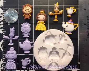 Large Cartoon Princess #2 inspired silicone mold Girls-Kids-Fondant-Resin-crfats-Clay-Candy-Jewelry-gumpaste