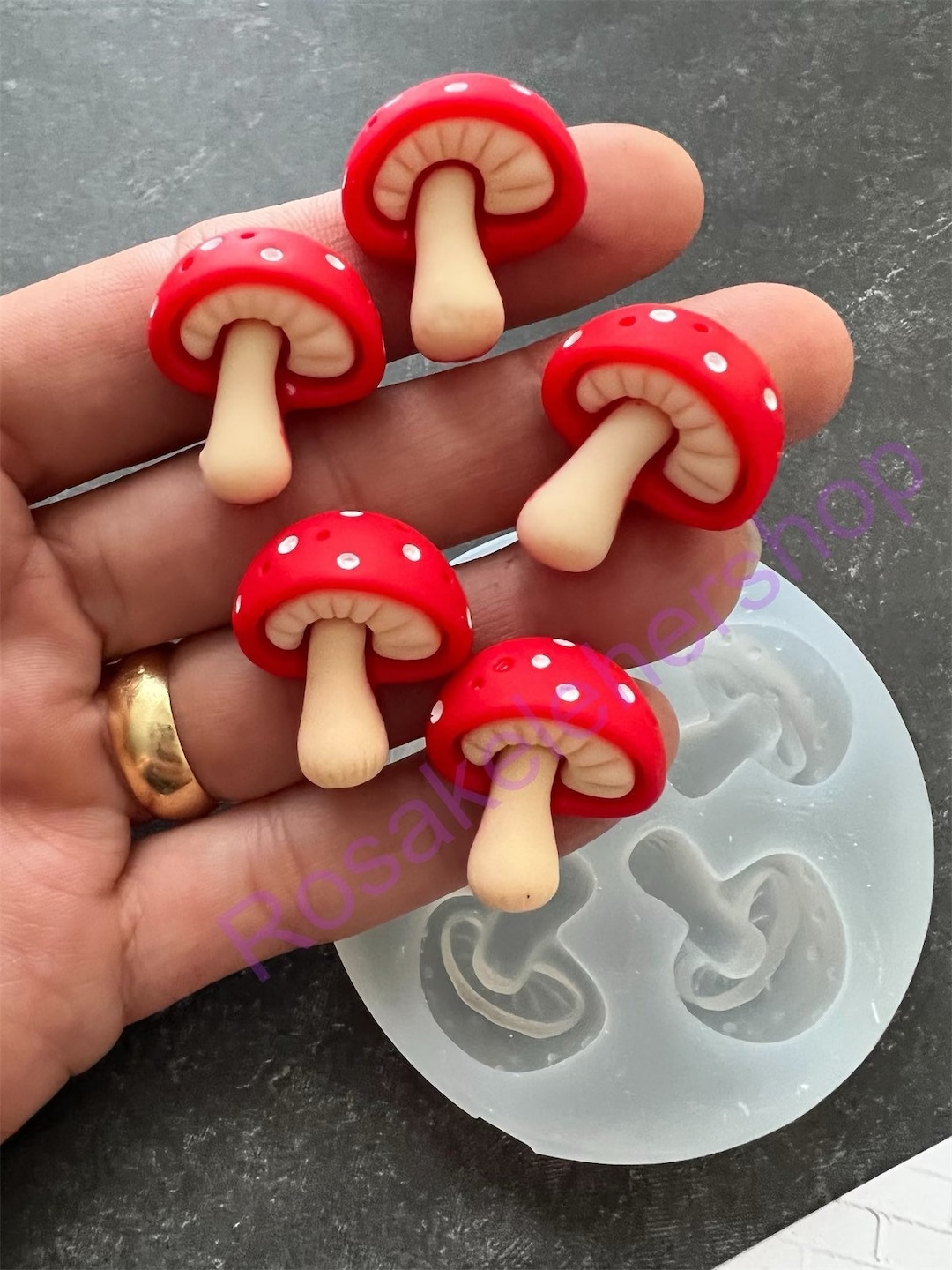 Mushrooms Silicone Mold 2 Size Small for Fondantresinpolymer Clay