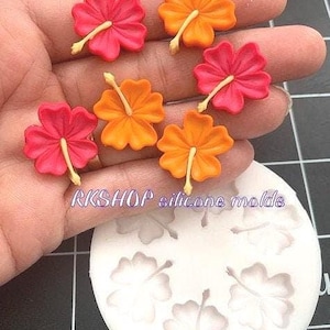 Hibiscus flower silicone mold for Fondant-Resin-polymer Clay-Candy-Jewelry-handcrafts-chocolate-wax-soap embeds-handmade mold.