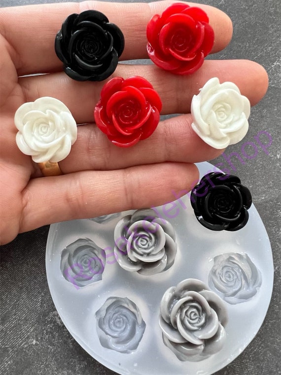 3D Mini Rose Candle Mold Silicone Flower Resin Silicone Molds Small Rose  Flower Chocolate Candy Fondant