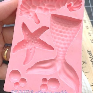 Mermaid tail-Starfish-Seahorse handmade silicone mold for Resin-fondant-Clay-Jewelry making-crafts-candy-chocolate-plaster and more.