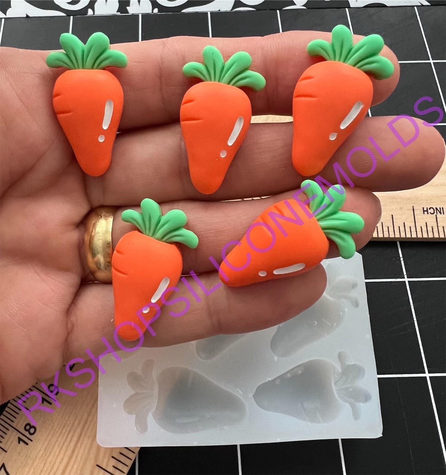 Carrots silicone mold  for Fondant-Resin-handcrafts-polymer Clay-Candy-Jewelry-vegetable-Easter-spring-food-garden-bunny-handmade mold.
