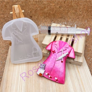 Nurse scrub uniform-pills-thermometer-syringe silicone mold-for Fondant-Resin-handcrafts-polymer Clay-chocolate-Christmas ornaments-handmade