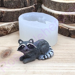 Cute 3D Racoon wild animal MINIATURE-SMALL handmade silicone mold for resin-DIY crafts-Jewelry making-cement-plaster-hot glue-craft supplies