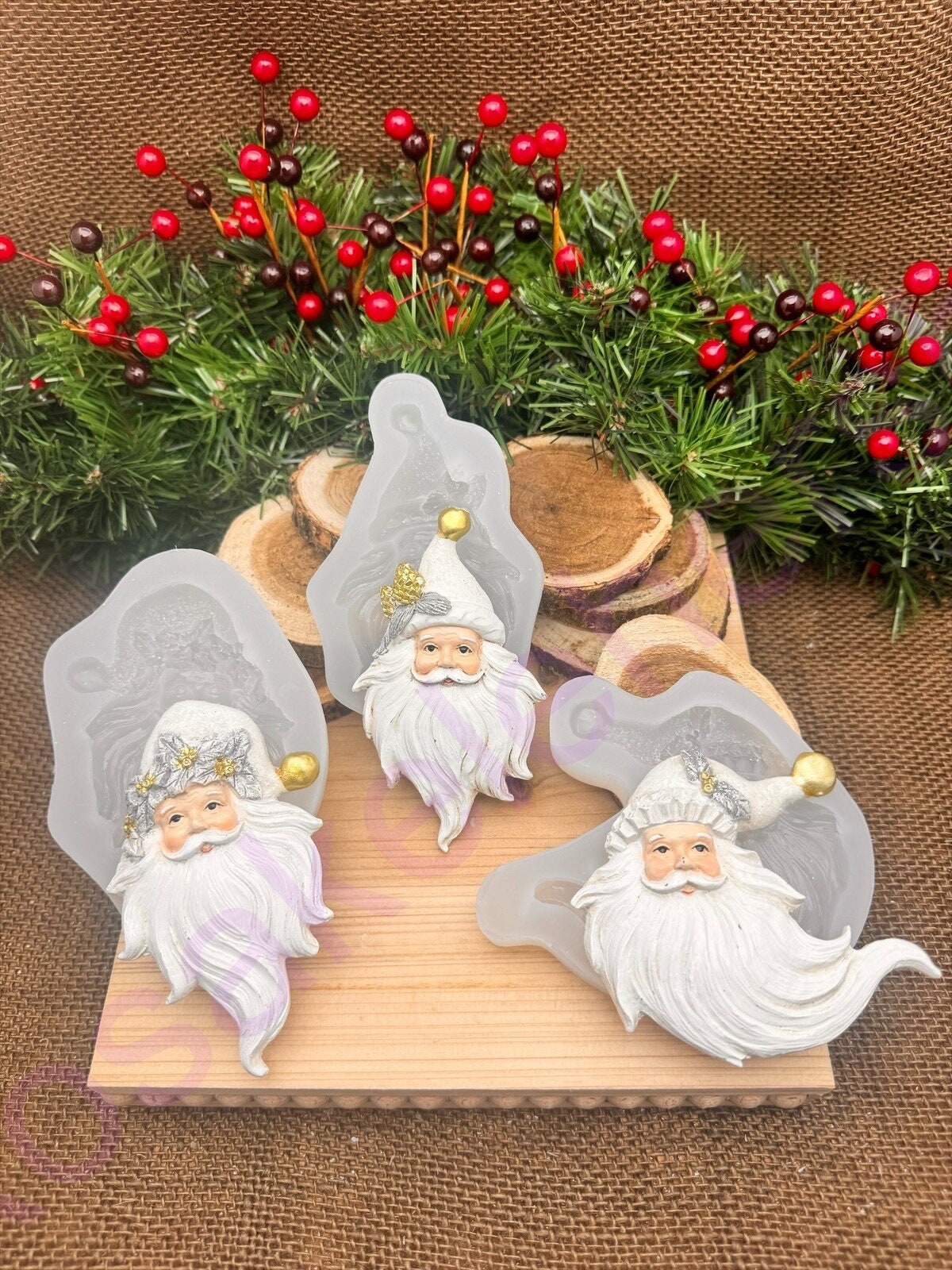 Visland Silicone Christmas Cookie Mold 3D Reindeer/Santa Claus/Snowman  Shaped Fondant Mold Cake/Cupcake Decorating Mould for Handmade Candy