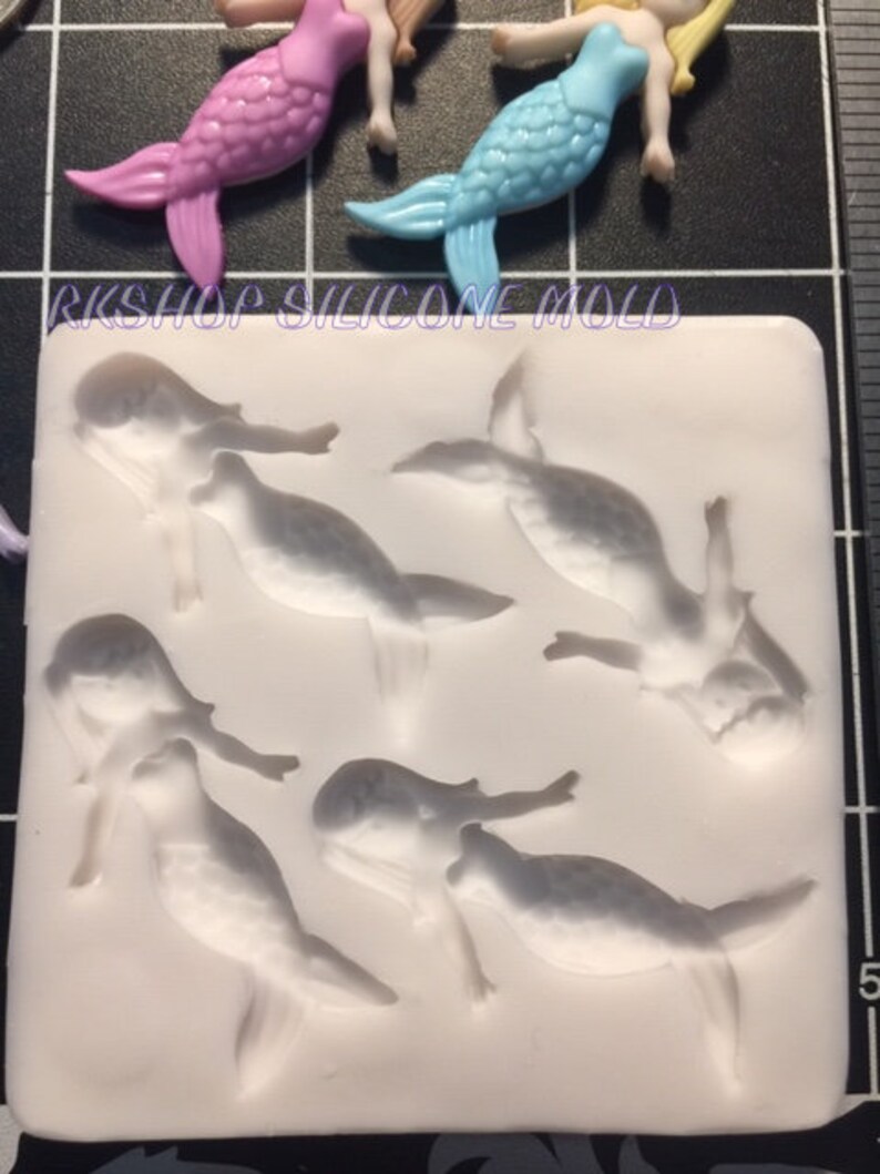 Mini Mermaid Silicone mold fondant-kids-girls-ocean-beach-crafts-Resin-Jewelry-Gumpaste...