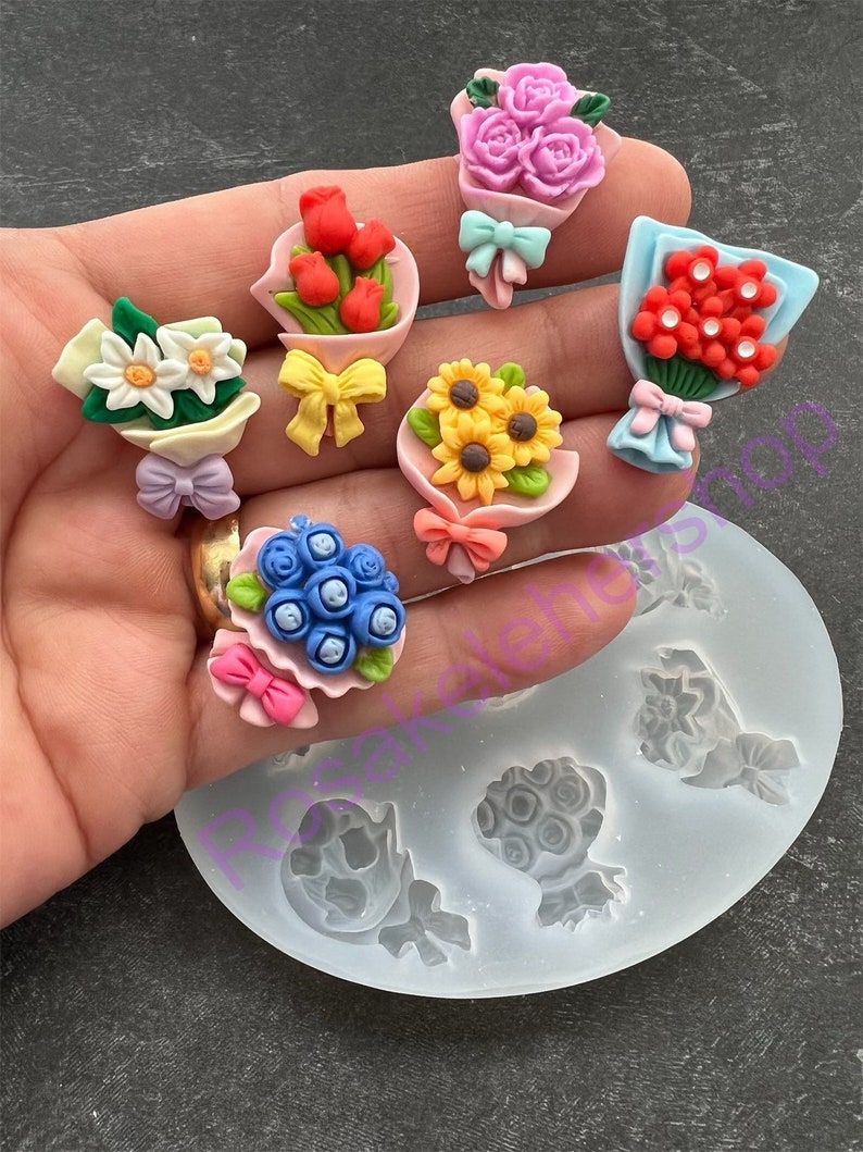 Flowers Bouquets Silicone Mold-spring Flowers for Fondant-resin ...