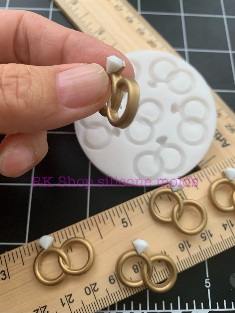 Wedding ring silicone molds TINY & SHALLOW for fondant-Resin-Polymer Clay-Jewelry-handcrafts-handcrafts-handmade mold. image 7