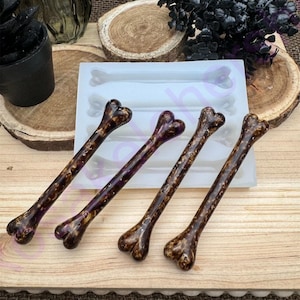 Halloween skeleton bones handmade silicone mold for fondant-Resin-Clay-Candy-Jewelry making-chocolate-hot glue-plaster and more.