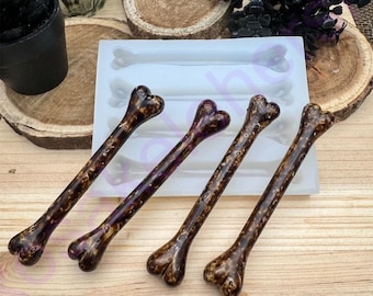 Halloween skeleton bones handmade silicone mold for fondant-Resin-Clay-Candy-Jewelry making-chocolate-hot glue-plaster and more.