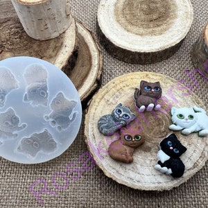 Kitty Cats Silicone Mold for Fondant-Resin-polymer Clay-Candy-Jewelry-handcrafts-uv resin-chocolate-wax-soap-animals mold-pets-cat