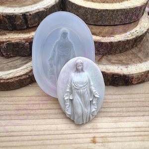 3D Virgin Mary cameo silicone mold (SHALOW) for Mother Mary DYI religious crafts-clay-resin-fondant-chocolate-jewelry making-candy-chocolate