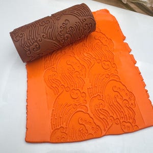 3D printed STORMY WAVES small Texture Clay Roller tool-Embossing Polymer Clay stamp-Texture Rolling Pin-jewelry making-DYI crafty supplies.