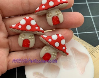 Mushroom fairy tail Houses silicone mold for Fondant-Resin-polymer Clay-Candy-Jewelry-handcrafts-chocolate-wax-handmade mold.
