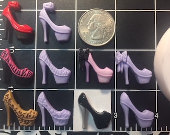 High Heel (VERY TINY) party girls Shoes handmade silicone mold for Fondant-Resin-crafts-Clay-Jewelry making-candy-plaster-hot glue and more