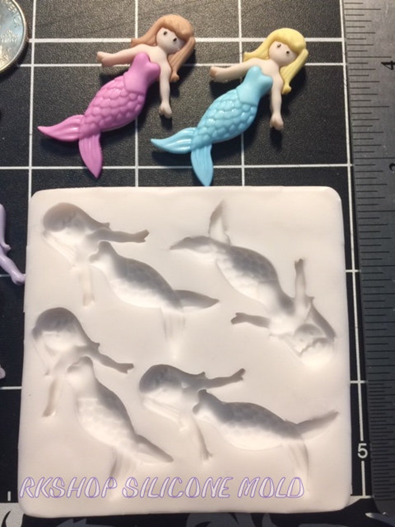 Mini Mermaid Silicone mold fondant-kids-girls-ocean-beach-crafts-Resin-Jewelry-Gumpaste...