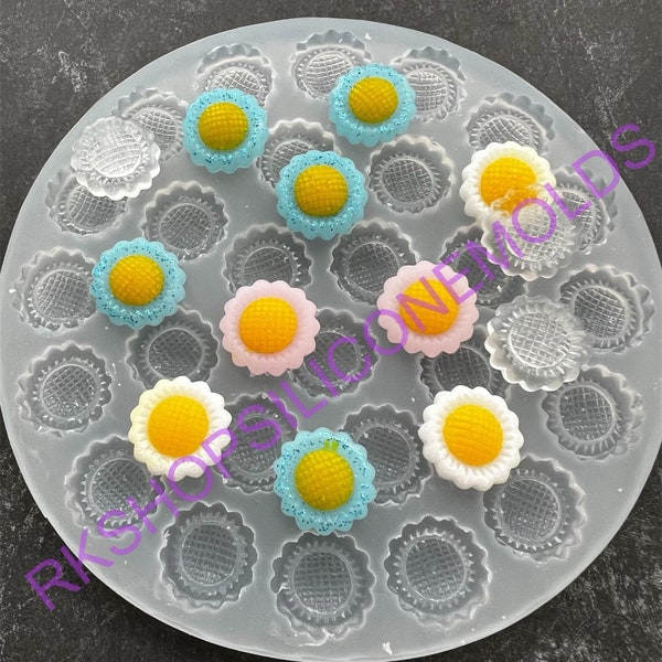 Sunflower-spring flower silicone mold 2/8/12/27 CAVITIES for Fondant-Resin-polymer Clay-Candy-Jewelry-handcrafts-chocolate-wax-handmade mold