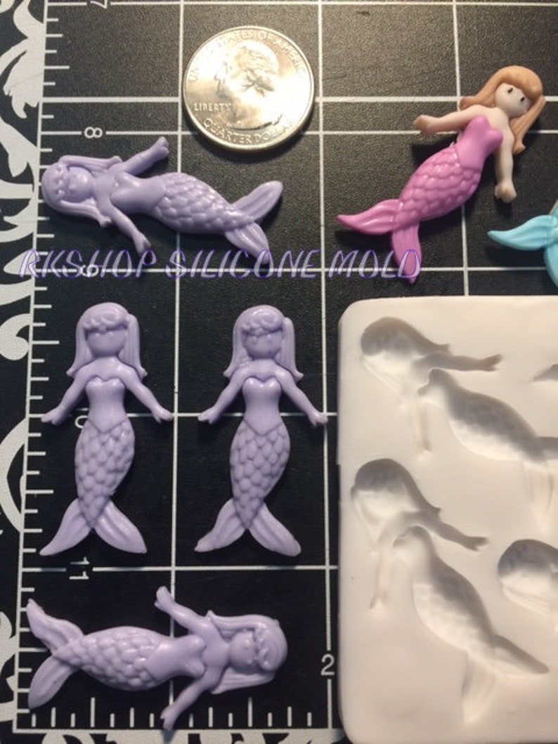Mini Mermaid Silicone mold fondant-kids-girls-ocean-beach-crafts-Resin-Jewelry-Gumpaste...