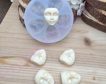 Very small face mask handmade silicone mold for Fondant-Resin-DYI crafts-Clay-Candy-Jewelry making-chocolate-plaster-craft supplies.