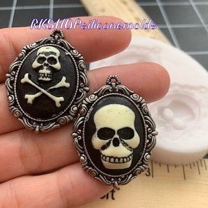 Skull cameo pendant handmade Silicone Molds for Halloween crafts-Fondant-Resin-Clay-Candy-Jewelry making-chocolate and more.