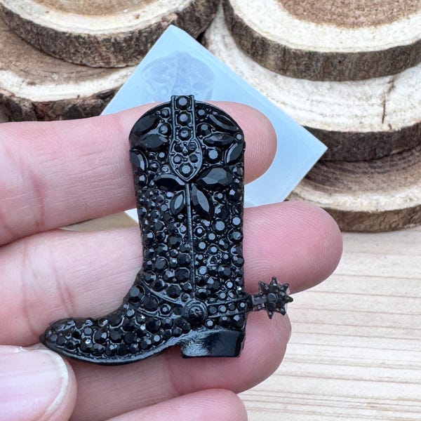 Moule en silicone fait main pour bottes de cowboy brillantes, idéal pour la création de fondant, résine, objets artisanaux, argile, bonbons, bijoux, chocolat, plâtre, cire et plus encore.