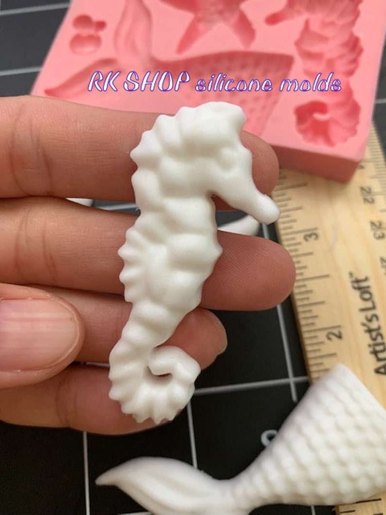 Mermaid tail-Starfish-Seahorse silicone mold Sea-ocean-beach Fondant-kids-girls-Resin-Gumpaste-Clay-Candy-Jewelry-crafts
