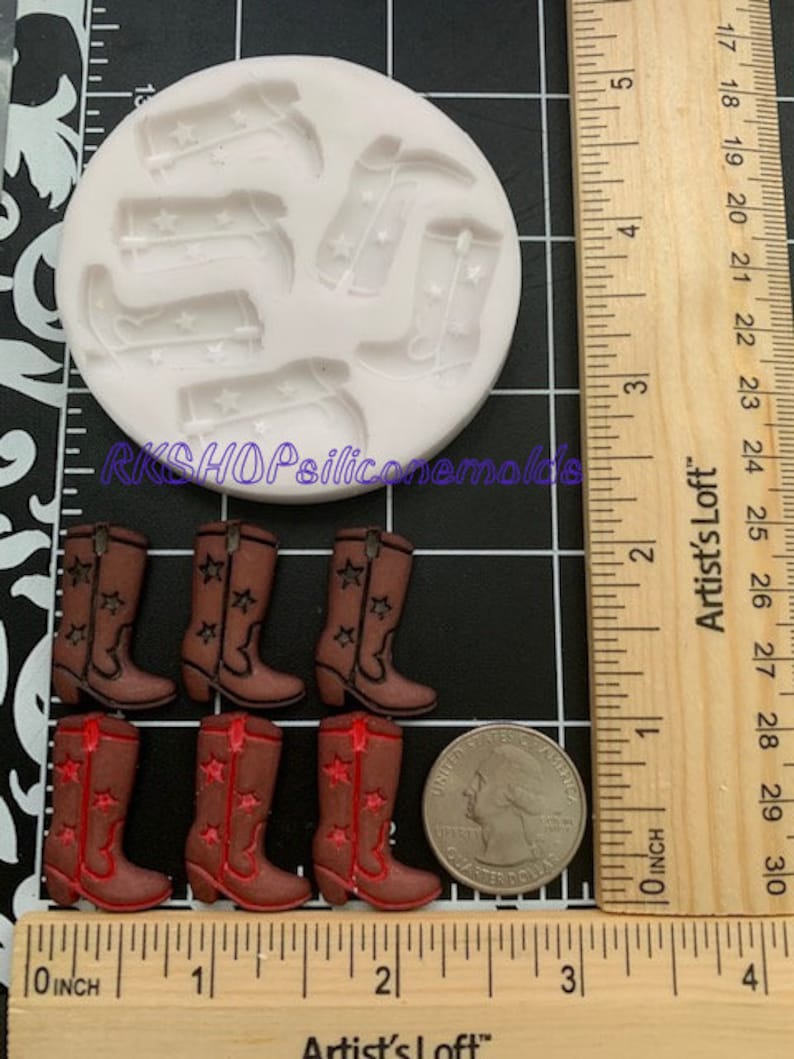 6 cavities Boots-Shoe-Cowboy Shoes silicone mold Fondant-Resin-crafts-Clay-Candy-Jewelry-gumpaste
