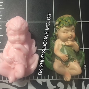 Sleeping Baby Garden handmade 3D silicone mold for Fondant-Resin-crafts-Clay-Candy-Jewelry-chocolate-wax-soap embeds-plater and more.