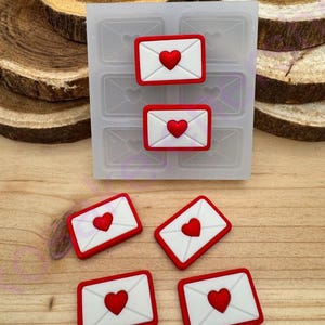 Love envelopes letters with hearts handmade silicone mold for valentines Day-Fondant-Resin-crafts-Clay-Candy-chocolate-Jewelry making.