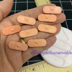 Adhesive bandages miniature handmade silicone mold Fondant-Resin-crafts-Polymer Clay-Candy-chocolate-Jewelry making and more.