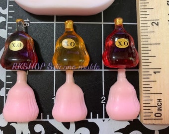 Wine Bottle & Grape Silicone Mold - Fondant Chocolate Candy Mold For Cake Decorating, Baking, Resin