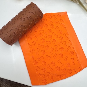 3D printed Dog-Bones-Paw Print small Texture Clay Roller tool-Embossing Polymer Clay stamp-Texture Rolling Pin-jewelry making-DYI crafts.