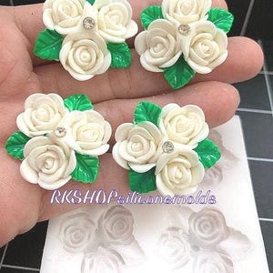 Roses-rose-flowers Bouquet silicone mold for Fondant-Resin-polymer Clay-Candy-Jewelry-handcrafts-soap embeds-chocolate-wax-handmade molds.