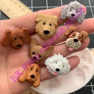 Dogs faces silicone mold size small for Fondant-Resin-handcrafts-polymer Clay-Candy-Jewelry-handmade molds