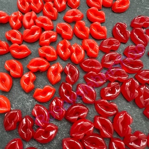 HOT RED X-Small lips flatback Cabochon  for Cellphones-Embellishment-Crafts-Scrapbooking-DIY valentine-hot kisses-Kawaii Cabs-20 pieces.