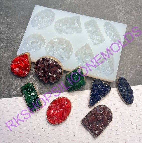 Druzy crystal-geode handmade silicone mold for Resin pendant-jewelery making-crafts-candy-chocolate-fondant-hot glue-clay and more.