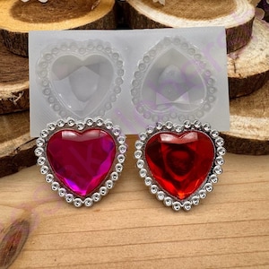 Shine hearts handmade silicone mold for Valentines Day-Fondant-Resin-crafts-Clay-Candy-chocolate-Jewelry making and more.