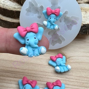 Cute Elephant handmade Silicone Mold for Fondant-Resin-crafts-Clay-Candy-chocolate-jewelry making and more. (VERY TINY)