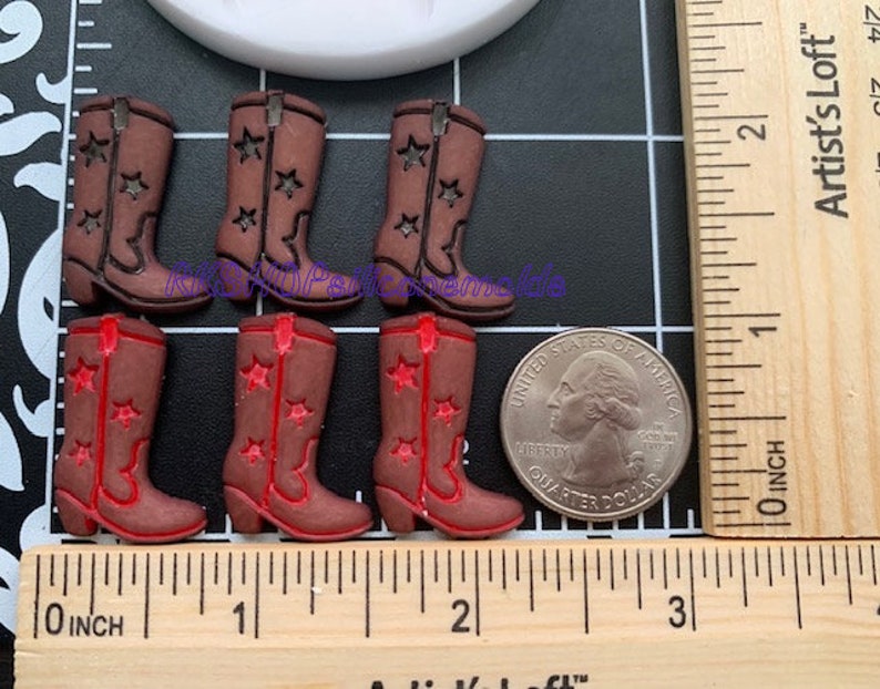 6 cavities Boots-Shoe-Cowboy Shoes silicone mold Fondant-Resin-crafts-Clay-Candy-Jewelry-gumpaste