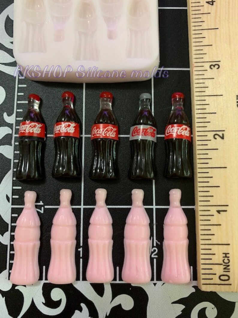 5 cavities Soda Bottle silicone mold Fondant-Resin-Gumpaste-Clay-Candy-Jewelry-crafts