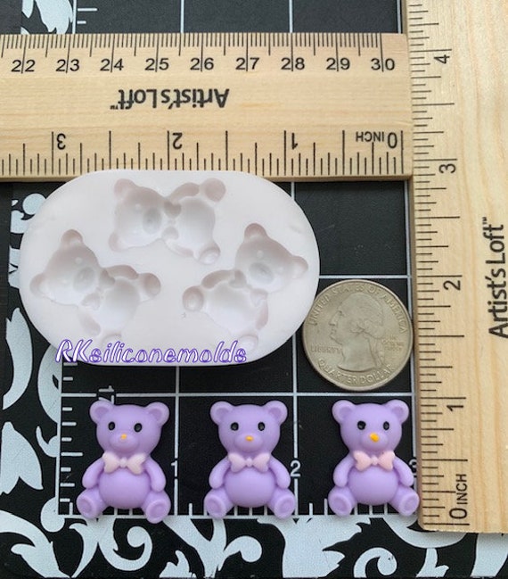 Teddy Bear Silicone Mold Very Small 3 Cavities for Fondant-baby  Shower-resin-polymer Clay-candy-jewelry-handcrafts-handmade Molds 