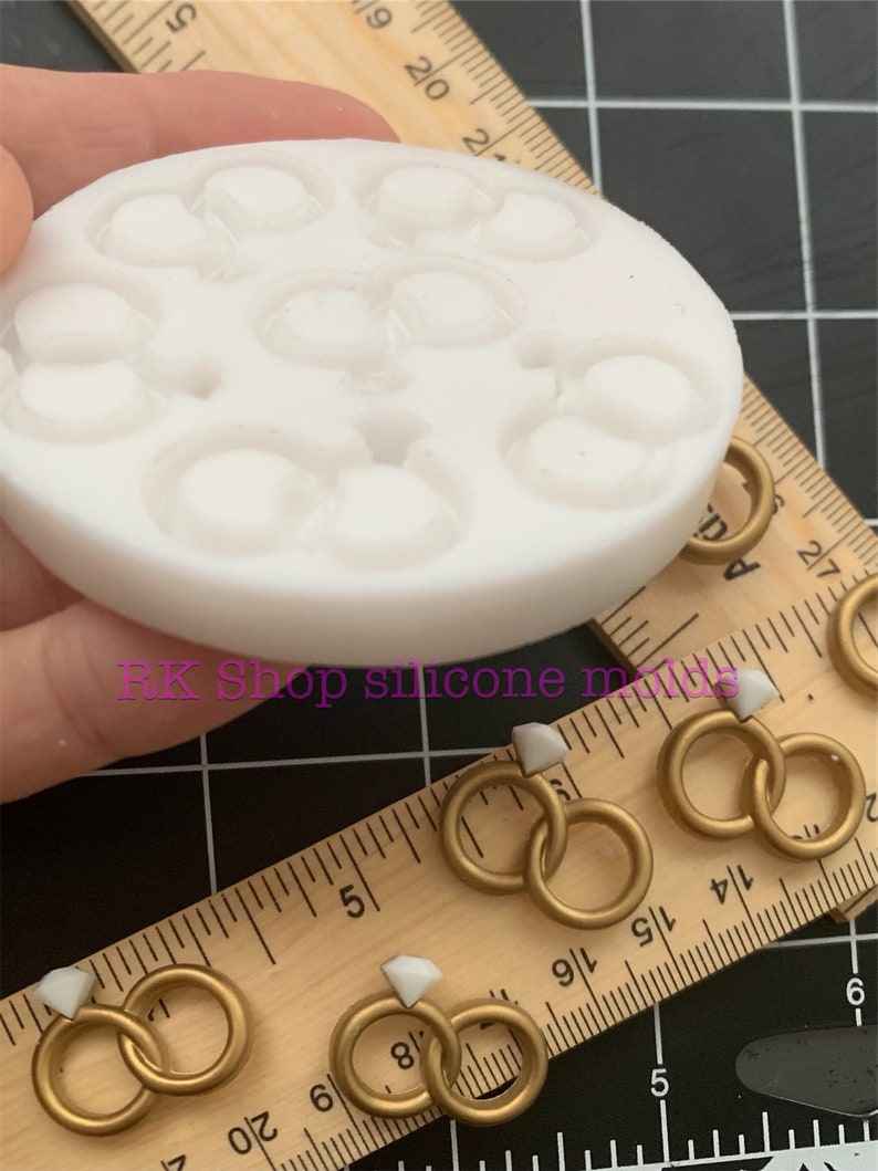 Wedding ring silicone molds TINY & SHALLOW for fondant-Resin-Polymer Clay-Jewelry-handcrafts-handcrafts-handmade mold. image 6