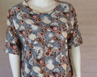 Peach Paisley Print Top - Plus Size: M 18/20