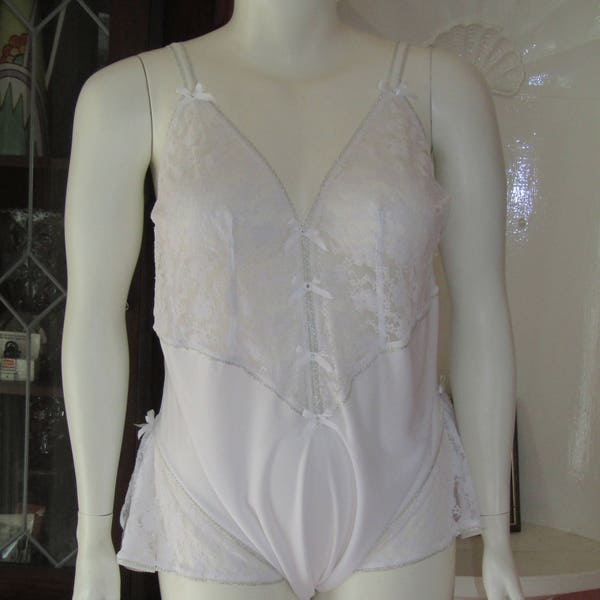 Size L 22/24 Tricot and Lace Peplum Teddie. Plus Size Lingerie