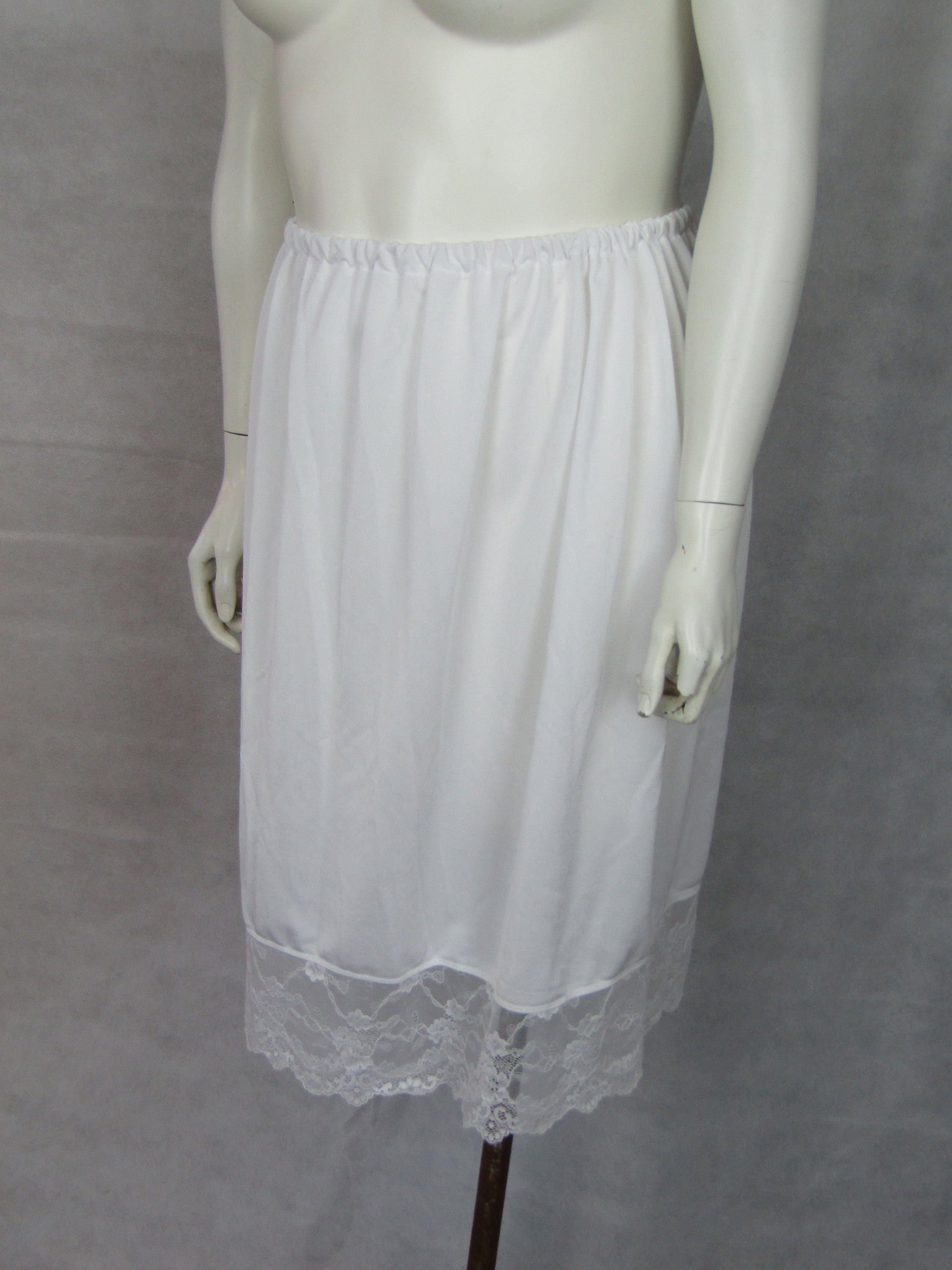 Size S 14 16 Plus Size White Half Slip Underskirt with Lace Trim 21