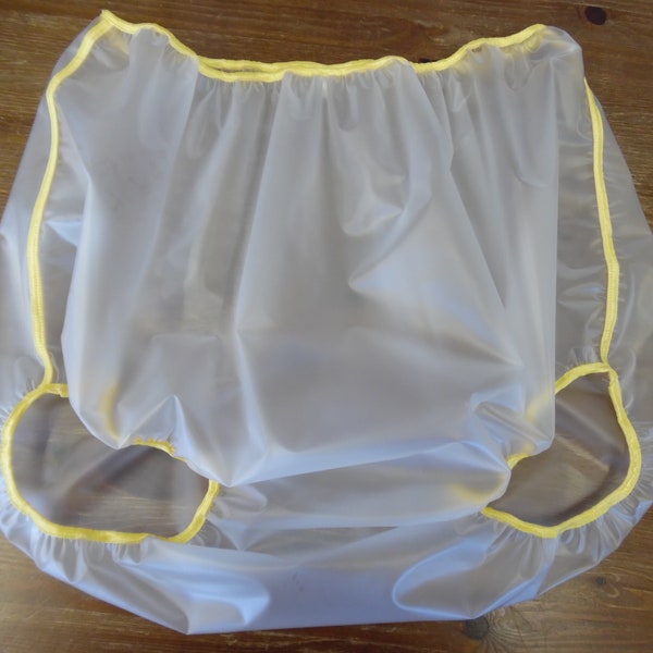 46"/48" Hip - Clear Plastic waterproof Pants -  Yellow Trim