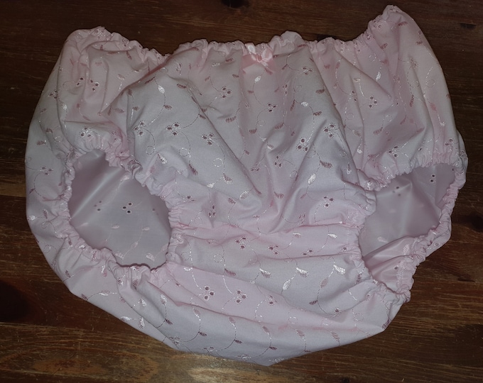 White Pique Diaper Cover Pink Trim main image 1
